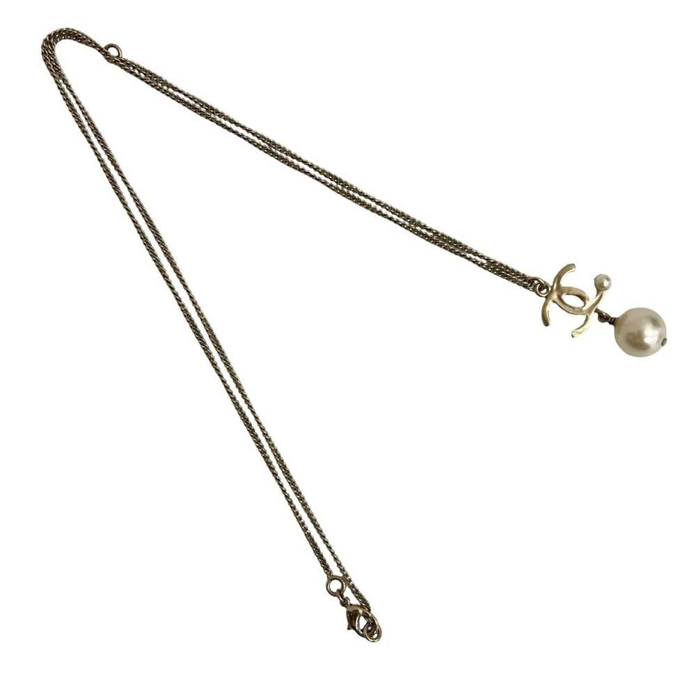 CHANEL Authentic Gold Pearl Logo Necklace - Picture 5 of 5